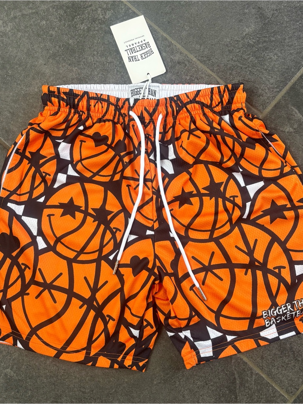 Bigger Than Basketball Boys Youth L Orange Graphic Shorts new